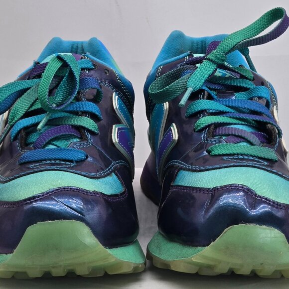 New Balance Shoes Mens 7.5 Turquoise Purple Rainbow Sneakers Trainers ML574BOW - Picture 2 of 11